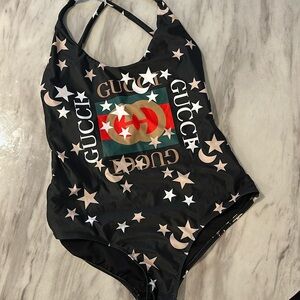 GUCCI swim suit swimsuit one piece onsie NWOT designer bathing suit L/XL Large